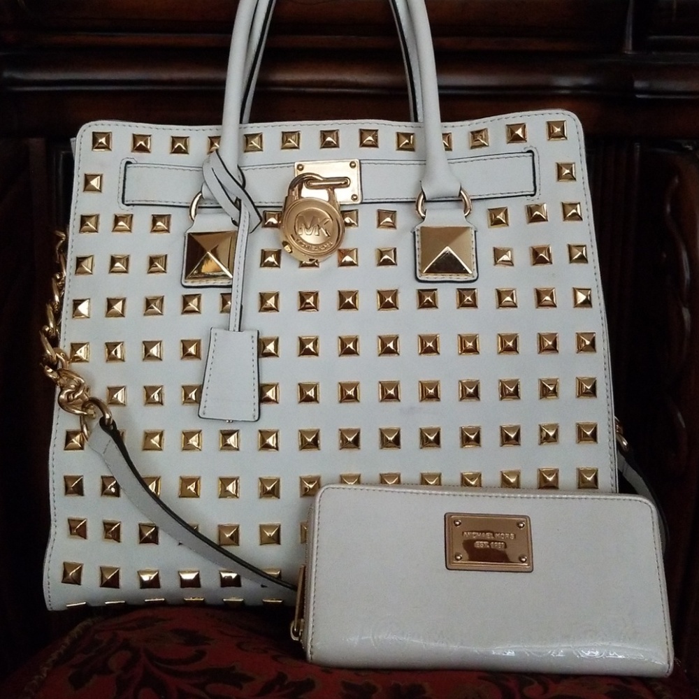 Michael Kors studded bag with FREE MK white wallet